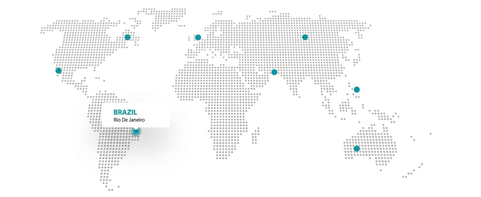 Dotted world map highlighting HelloGov's global reach